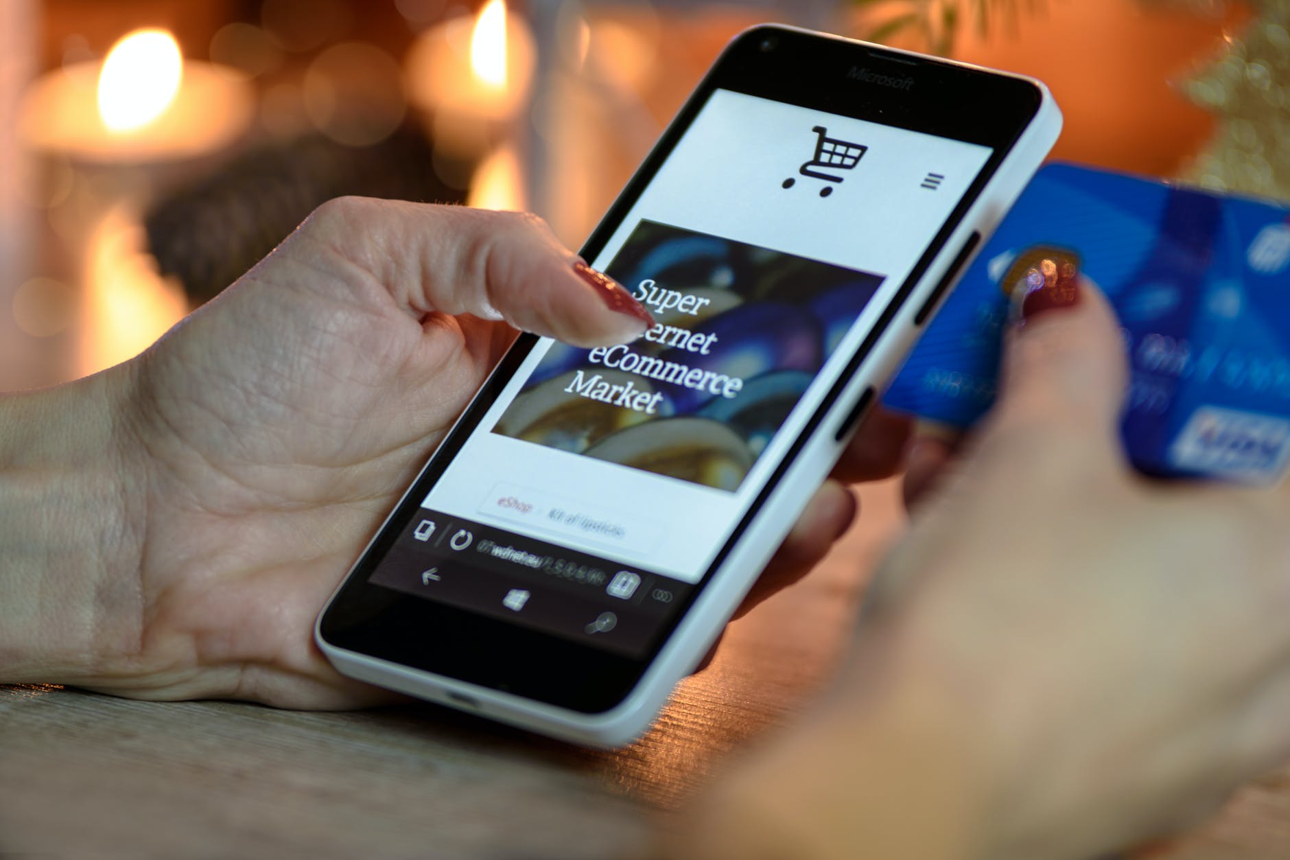 Achat en ligne sur un téléphone